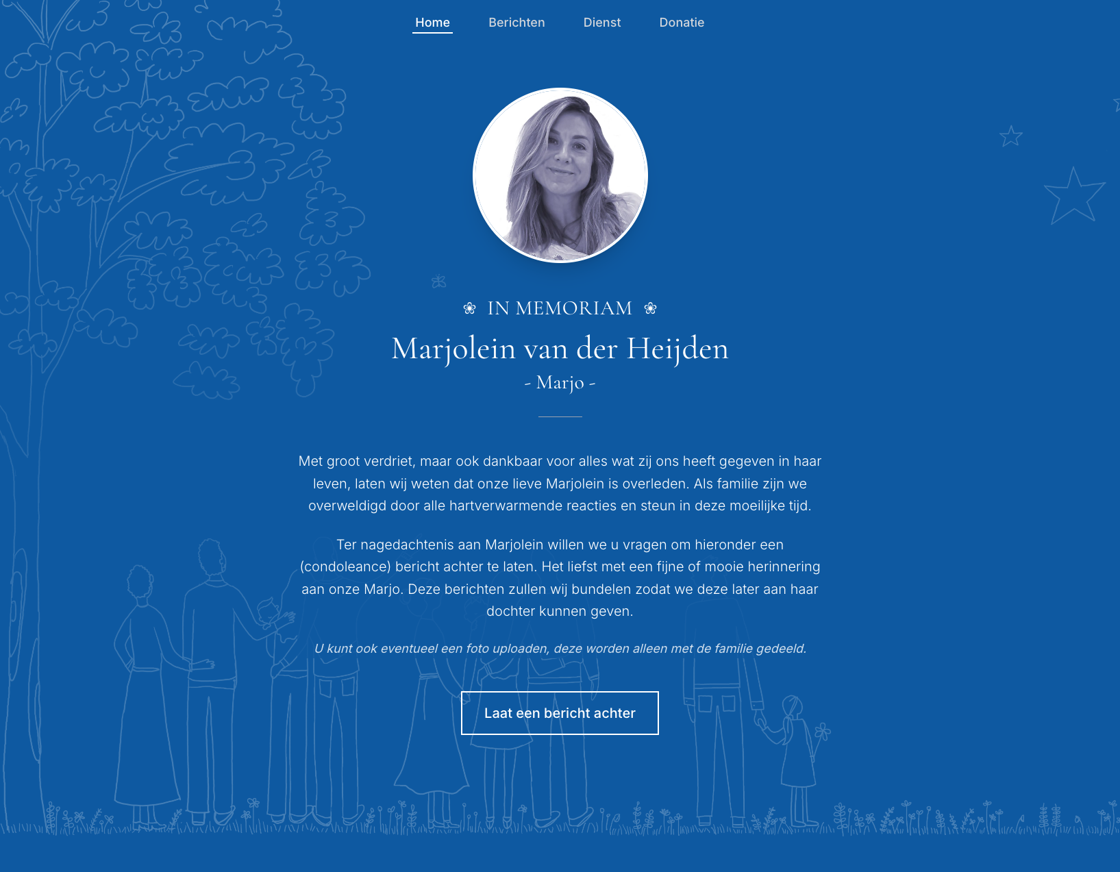 Voorbeeld herdenkingspagina